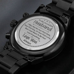 Men's Engraved Chronograph Watch – To My Husband, My Last Everything (Charcoal Black)
