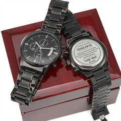 Men's Engraved Chronograph Watch – To My Husband, My Last Everything (Charcoal Black)