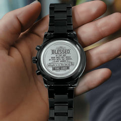 Men's Engraved Chronograph Watch – Blessed Is the One (Psalm 1:1-3 NIV)
