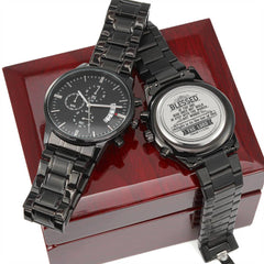 Men's Engraved Chronograph Watch – Blessed Is the One (Psalm 1:1-3 NIV)
