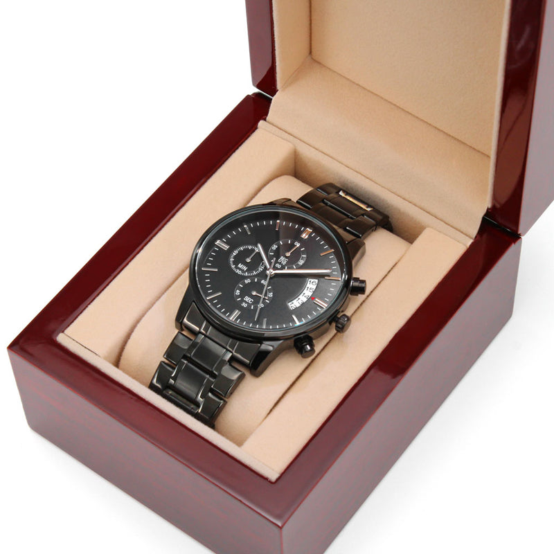 Men's Engraved Chronograph Watch – Man of God (1 Timothy 6:11)