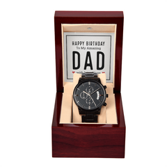 Happy Birthday Dad - Personalised Black Chronograph Watch