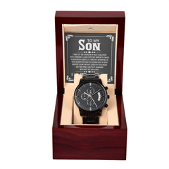 To My Son, So Proud of You - Personalised Black Chronograph Watch