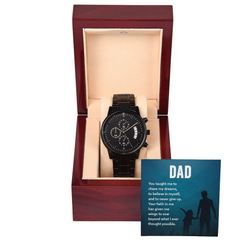 Dad You Taught Me - Personalised Black Chronograph Watch