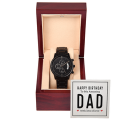 Happy Birthday Dad - Personalised Black Chronograph Watch