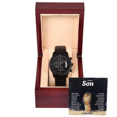 To My Son, Never Forget - Personalised Black Chronograph Watch