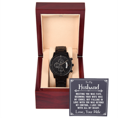 To My Husband - Personalised Black Chronograph Watch
