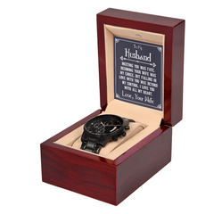 To My Husband - Personalised Black Chronograph Watch