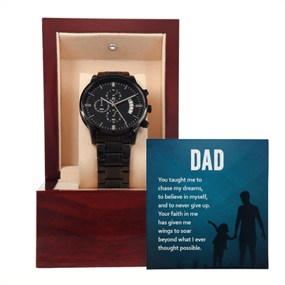 Dad You Taught Me - Personalised Black Chronograph Watch