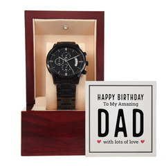 Happy Birthday Dad - Personalised Black Chronograph Watch